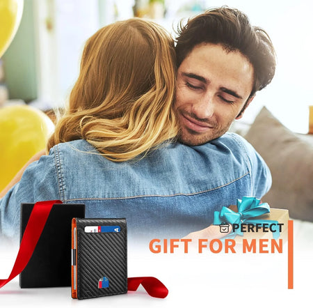 Wallet for Men Slim, Genuine Leather Minimalist Mens Wallet RFID Blocking Credit Card Holder with Money Clip, Best Gift