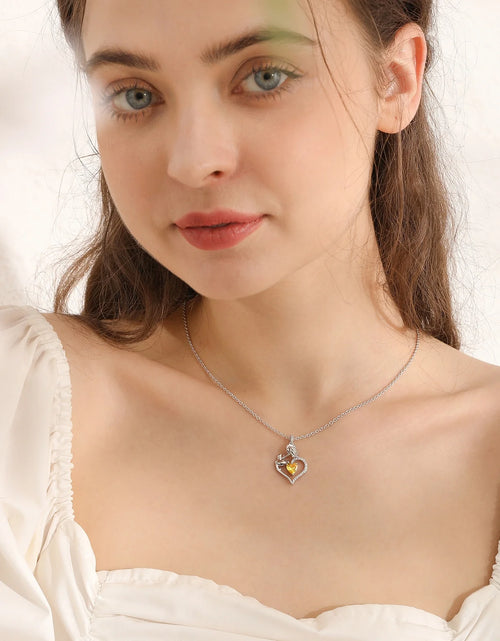 Load image into Gallery viewer, 925 Sterling Silver Birthstone Necklace Rose Flower Heart Pendant Jewelry Christmas Valentines Mother'S Day Gifts for Women Mom Wife/Lover
