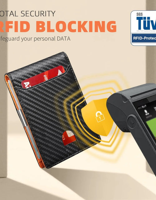 Load image into Gallery viewer, Wallet for Men Slim, Genuine Leather Minimalist Mens Wallet RFID Blocking Credit Card Holder with Money Clip, Best Gift
