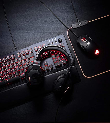 Sense Aimo RGB Illumination Gaming PC Mousepad, Non Slip Back, Computer Mouse Pad, Soft PC Gaming Desktop Mat with Stitched Edges, Owl Eye Sensors, Black, Medium