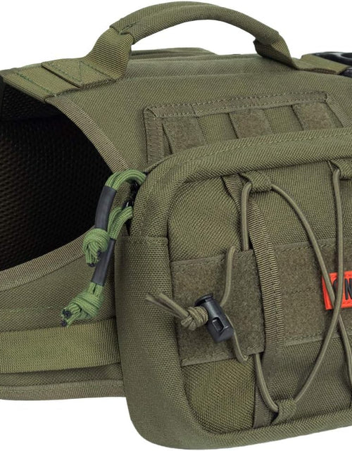 Load image into Gallery viewer, Dog Backpack for Medium &amp; Large Dogs, Nylon Backpack for Dogs Tactical Pet Backpack with Side Pockets for Hiking Walking Training Running (Green, Large)
