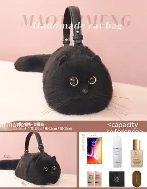 Load image into Gallery viewer, One Shoulder Bag Female Design Small Man Messenger Bag Versatile Hand Made Autumn and Winter Plush Cute Cat Bag
