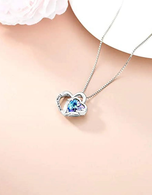 Load image into Gallery viewer, 925 Sterling Silver I Love You Mom Heart Necklace with Austrian Crystals Gifts for Women Friends Mom
