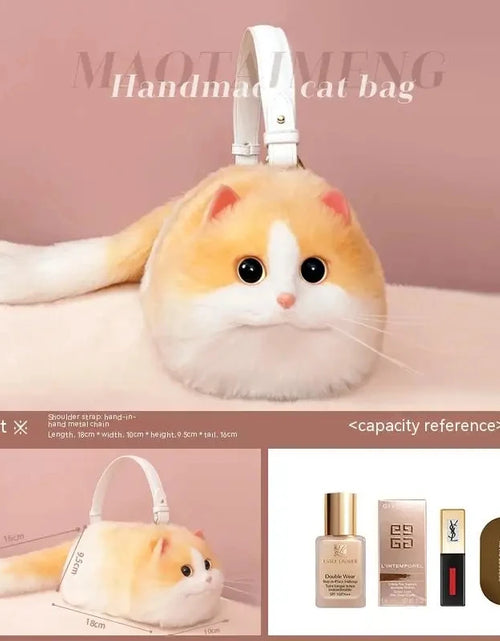 Load image into Gallery viewer, One Shoulder Bag Female Design Small Man Messenger Bag Versatile Hand Made Autumn and Winter Plush Cute Cat Bag
