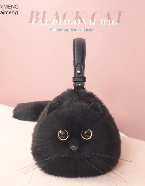 Load image into Gallery viewer, One Shoulder Bag Female Design Small Man Messenger Bag Versatile Hand Made Autumn and Winter Plush Cute Cat Bag
