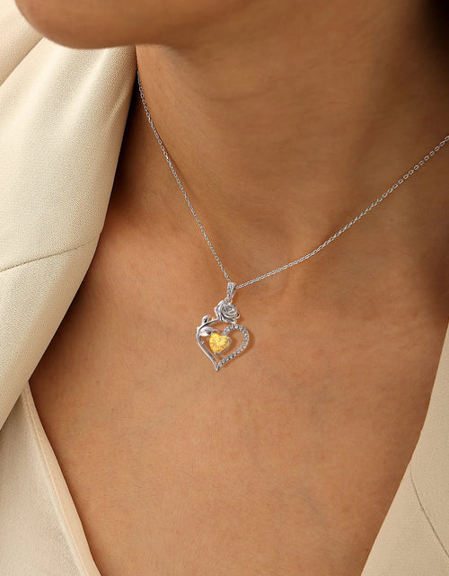 Load image into Gallery viewer, 925 Sterling Silver Birthstone Necklace Rose Flower Heart Pendant Jewelry Christmas Valentines Mother'S Day Gifts for Women Mom Wife/Lover

