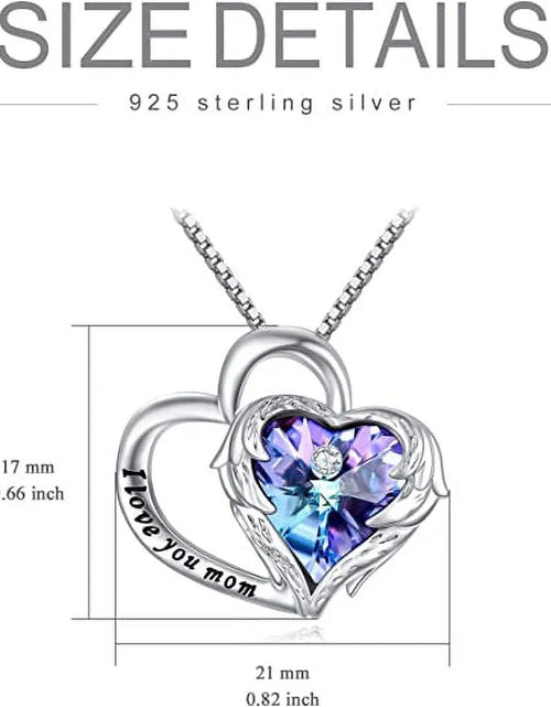 Load image into Gallery viewer, 925 Sterling Silver I Love You Mom Heart Necklace with Austrian Crystals Gifts for Women Friends Mom
