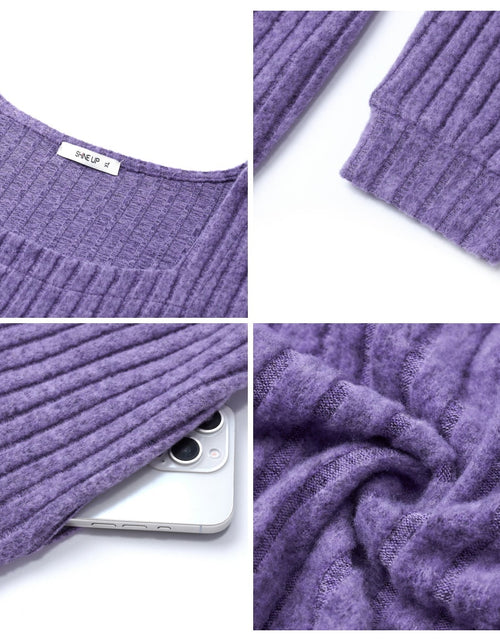 Load image into Gallery viewer, Dresses for Women Fall Square Neck Long Sleeve Knee Length Dress with Pockets
