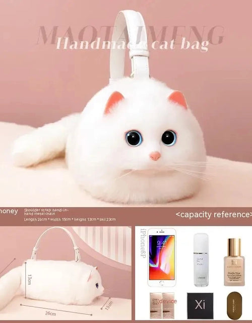 Load image into Gallery viewer, One Shoulder Bag Female Design Small Man Messenger Bag Versatile Hand Made Autumn and Winter Plush Cute Cat Bag
