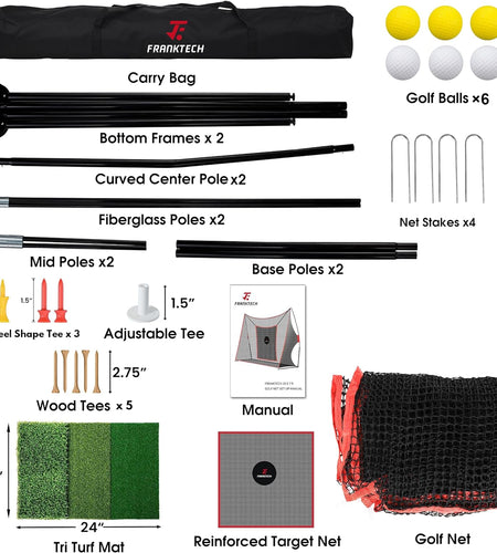 Golf Hitting Net Heavy Duty Golf Practice Net for Backyard Driving Golf Net with High Impact Chipping Hitting Target Golf Driving Practice Net Include Carry Bag Golf Balls for Indoor Outdoor