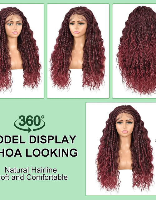 Load image into Gallery viewer, 26" HD Lace Front Half Braided Wigs for Women, Burgundy, Synthetic
