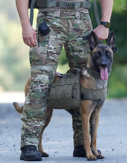 Load image into Gallery viewer, Dog Backpack for Medium &amp; Large Dogs, Nylon Backpack for Dogs Tactical Pet Backpack with Side Pockets for Hiking Walking Training Running (Green, Large)
