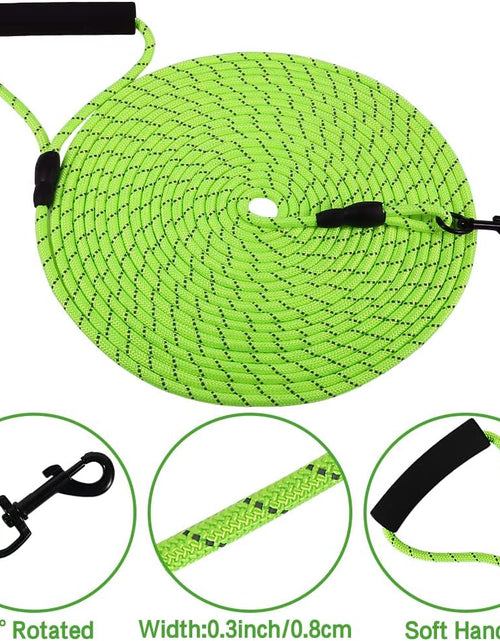 Load image into Gallery viewer, Floating Long Dog Leash, 32Ft Dog Training Leash for Swimming and Lake, Reflective Long Rope Lead with Soft Handle for Outside, Yard, Camping, Hiking and Beach (Green)
