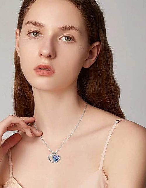 Load image into Gallery viewer, 925 Sterling Silver I Love You Mom Heart Necklace with Austrian Crystals Gifts for Women Friends Mom
