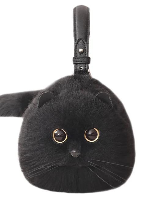 Load image into Gallery viewer, One Shoulder Bag Female Design Small Man Messenger Bag Versatile Hand Made Autumn and Winter Plush Cute Cat Bag
