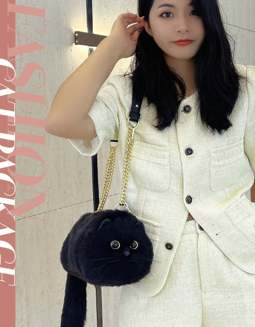 Load image into Gallery viewer, One Shoulder Bag Female Design Small Man Messenger Bag Versatile Hand Made Autumn and Winter Plush Cute Cat Bag
