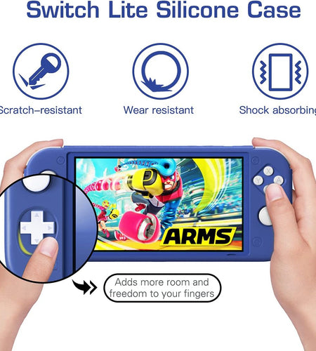 Protective Case for Switch Lite, Silicone Case Protective Rubber Cover Case, Shock-Absorption Anti-Scratch Non-Slip Case Compatible with Switch Lite Console - Blue