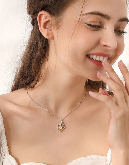 Load image into Gallery viewer, 925 Sterling Silver Birthstone Necklace Rose Flower Heart Pendant Jewelry Christmas Valentines Mother'S Day Gifts for Women Mom Wife/Lover
