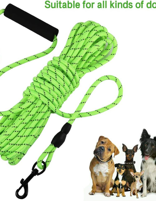 Load image into Gallery viewer, Floating Long Dog Leash, 32Ft Dog Training Leash for Swimming and Lake, Reflective Long Rope Lead with Soft Handle for Outside, Yard, Camping, Hiking and Beach (Green)

