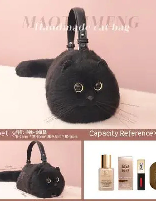 Load image into Gallery viewer, One Shoulder Bag Female Design Small Man Messenger Bag Versatile Hand Made Autumn and Winter Plush Cute Cat Bag
