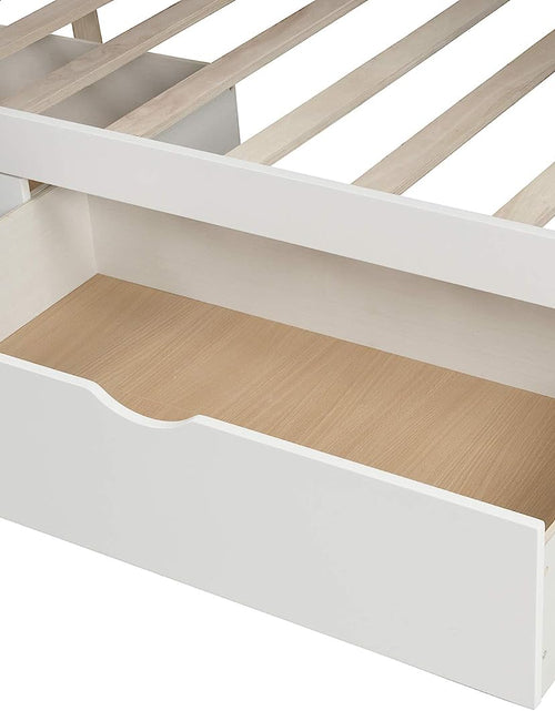 Load image into Gallery viewer, Full over Twin &amp; Twin Bunk Bed with Drawer &amp; Ladder, Triple Bunkbeds Wooden for Kids, Teens, Adults, Gray, White
