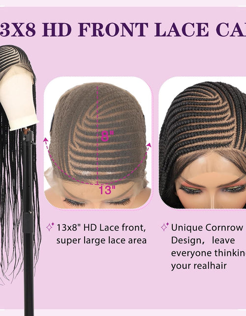 Load image into Gallery viewer, 13X8 HD Lace Front Cornrow Braided Wigs Leomonde Box Braid Wig with Baby Hair 36 Inch Long Black Braided Hair Wig for Women
