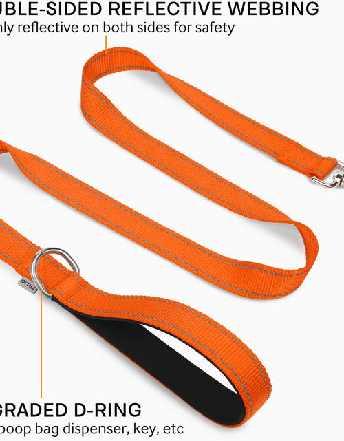 Load image into Gallery viewer, Double-Sided Reflective Dog Leash, 6 FT/5 FT/4 FT, Padded Handle Nylon Heavy Duty Leashes for Medium &amp; Large Dogs Walking, Orange, 5FT
