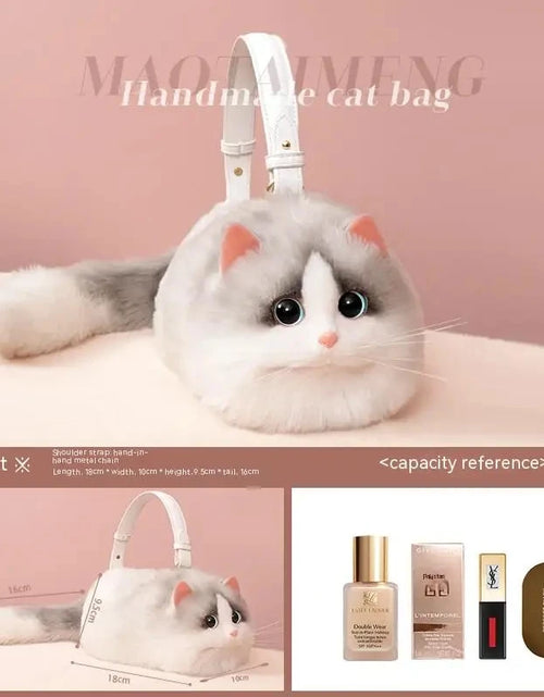 Load image into Gallery viewer, One Shoulder Bag Female Design Small Man Messenger Bag Versatile Hand Made Autumn and Winter Plush Cute Cat Bag
