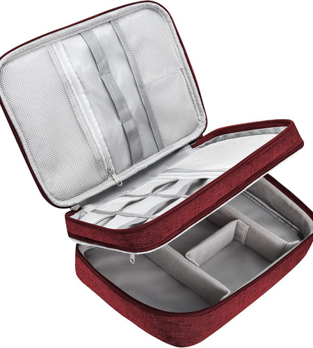 Electronics Organizer Charger Organizer Cable Organizer Bag Travel Cord Organizer Double Layers Electronics Travel Organizer for Chargers, Cords, Cable, Power Bank, Adapter, Mouse, Tablet, Phone