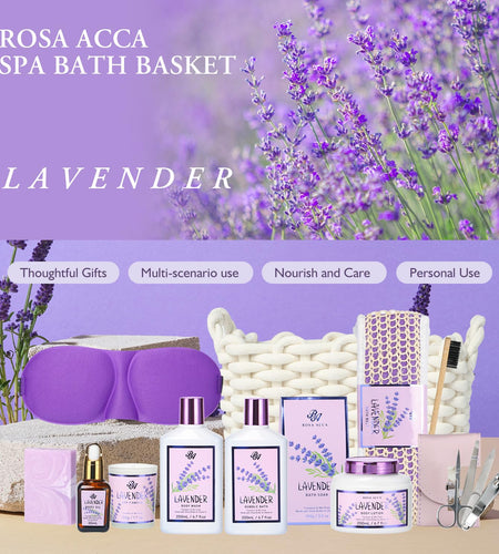 Bath & Body Kit, Spa Gifts for Women - 20Pcs Spa Gift Baskets Lavender Scented Includes Body Wash, Bubble Bath, Bath Bomb, Manicure Set. Gifts for Mom, Birthday Gifts, Home Spa Kit Gift for Her
