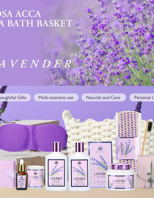 Load image into Gallery viewer, Bath &amp; Body Kit, Spa Gifts for Women - 20Pcs Spa Gift Baskets Lavender Scented Includes Body Wash, Bubble Bath, Bath Bomb, Manicure Set. Gifts for Mom, Birthday Gifts, Home Spa Kit Gift for Her

