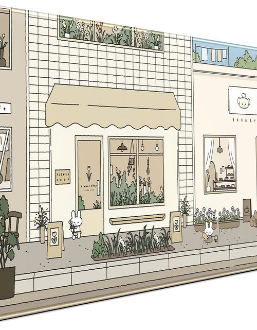 Load image into Gallery viewer, Cute Desk Mat Kawaii Mousepad Bunny and Bear Cute Anime Japanese Street Pastel Beige Brown and Green Mouse Pad, Extra Large Deskmat Cut Laptop Mouse Pads Decor
