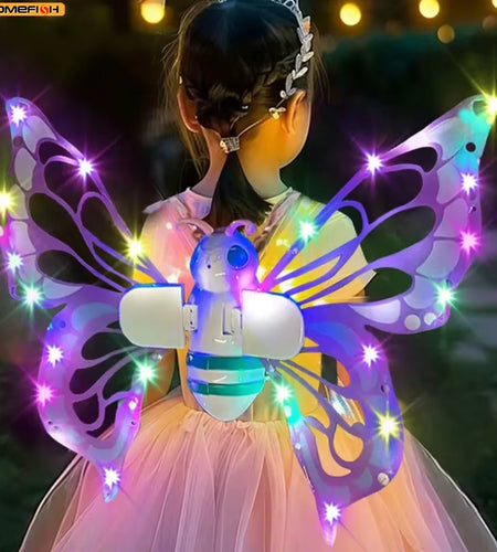 Electric Butterfly Wings Moving Elf Wing with Light Fairy Wings for Kids Birthday Christmas Cosplay Dress up Angel Girls Toy