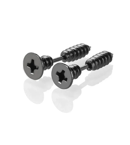1Pair Punk Fashion Gold Black Colorful Stainless Steel Nail Screw Stud Earring for Women Men Helix Ear Body Piercing Jewelry