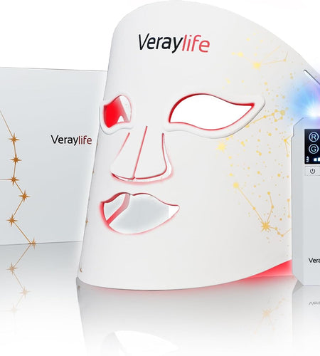 Red Light Therapy Mask for Face, LED Facial Mask, Skin Care Light with near Infrared 850Nm & Adjustable Blue Light, Portable Home Device with 7 Colors & 8 Modes, 432 Beads Pro Leds (White)