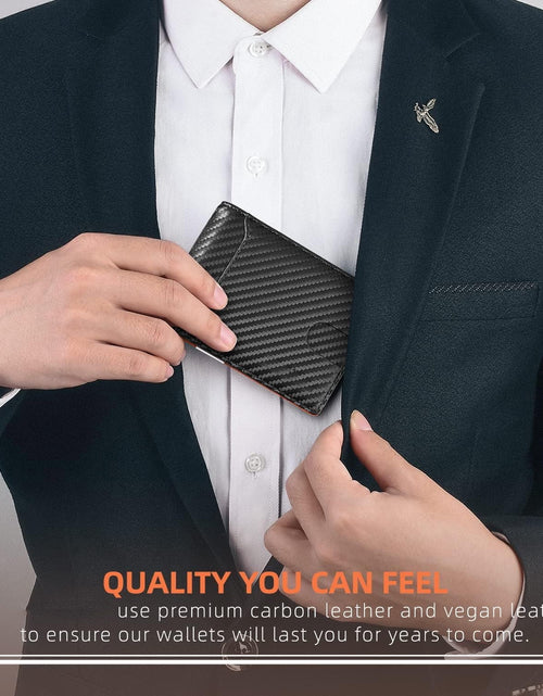Load image into Gallery viewer, Wallet for Men Slim, Genuine Leather Minimalist Mens Wallet RFID Blocking Credit Card Holder with Money Clip, Best Gift
