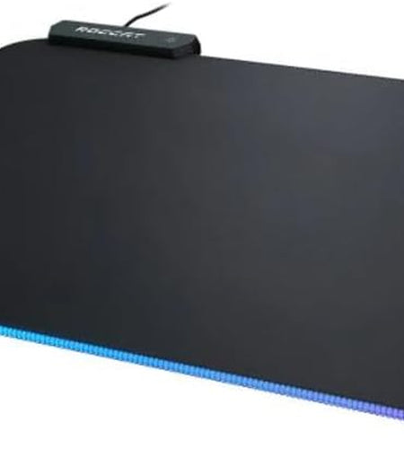 Sense Aimo RGB Illumination Gaming PC Mousepad, Non Slip Back, Computer Mouse Pad, Soft PC Gaming Desktop Mat with Stitched Edges, Owl Eye Sensors, Black, Medium
