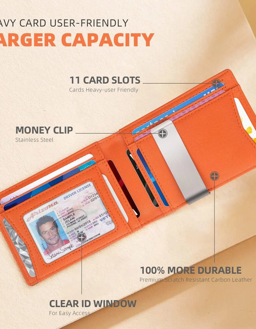 Load image into Gallery viewer, Wallet for Men Slim, Genuine Leather Minimalist Mens Wallet RFID Blocking Credit Card Holder with Money Clip, Best Gift
